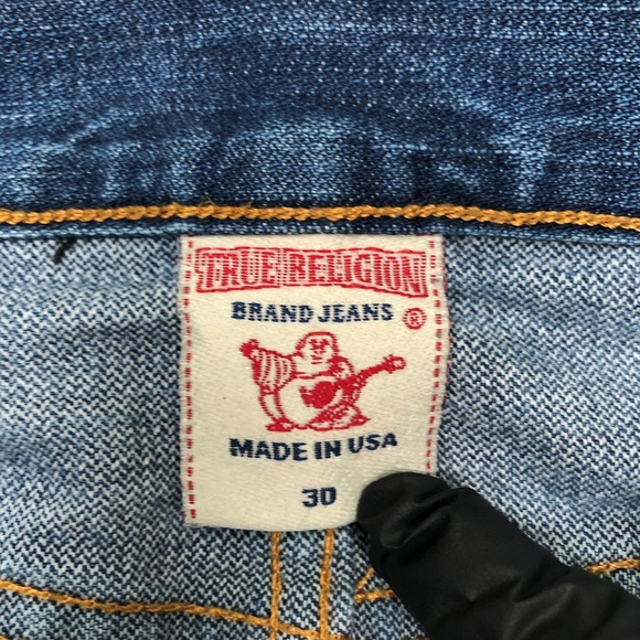 True Religion Bobby Jeans Mens 30 Straight Leg Made USA Distressed Denim Pants - Picture 3 of 16